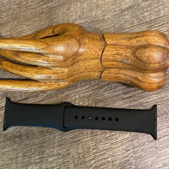 Apple Watch Silicone Gunmetal gray buckle Black Band 42mm - Picture 2 of 7